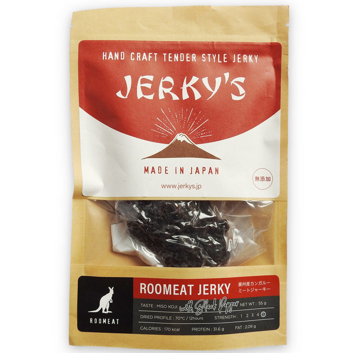 ジャーキーズ 豪州産ルーミート（カンガルー）生ジャーキー ブラックペッパーテイスト