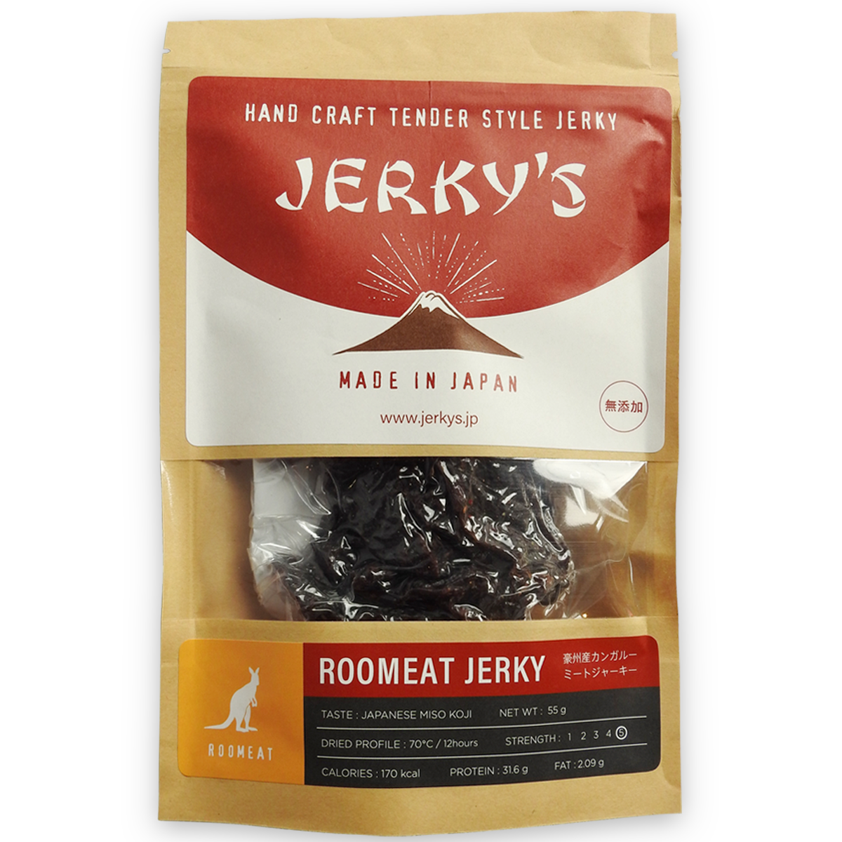 ジャーキーズ 豪州産ルーミート（カンガルー）生ジャーキー オリジナル味噌麹タレ漬けソース