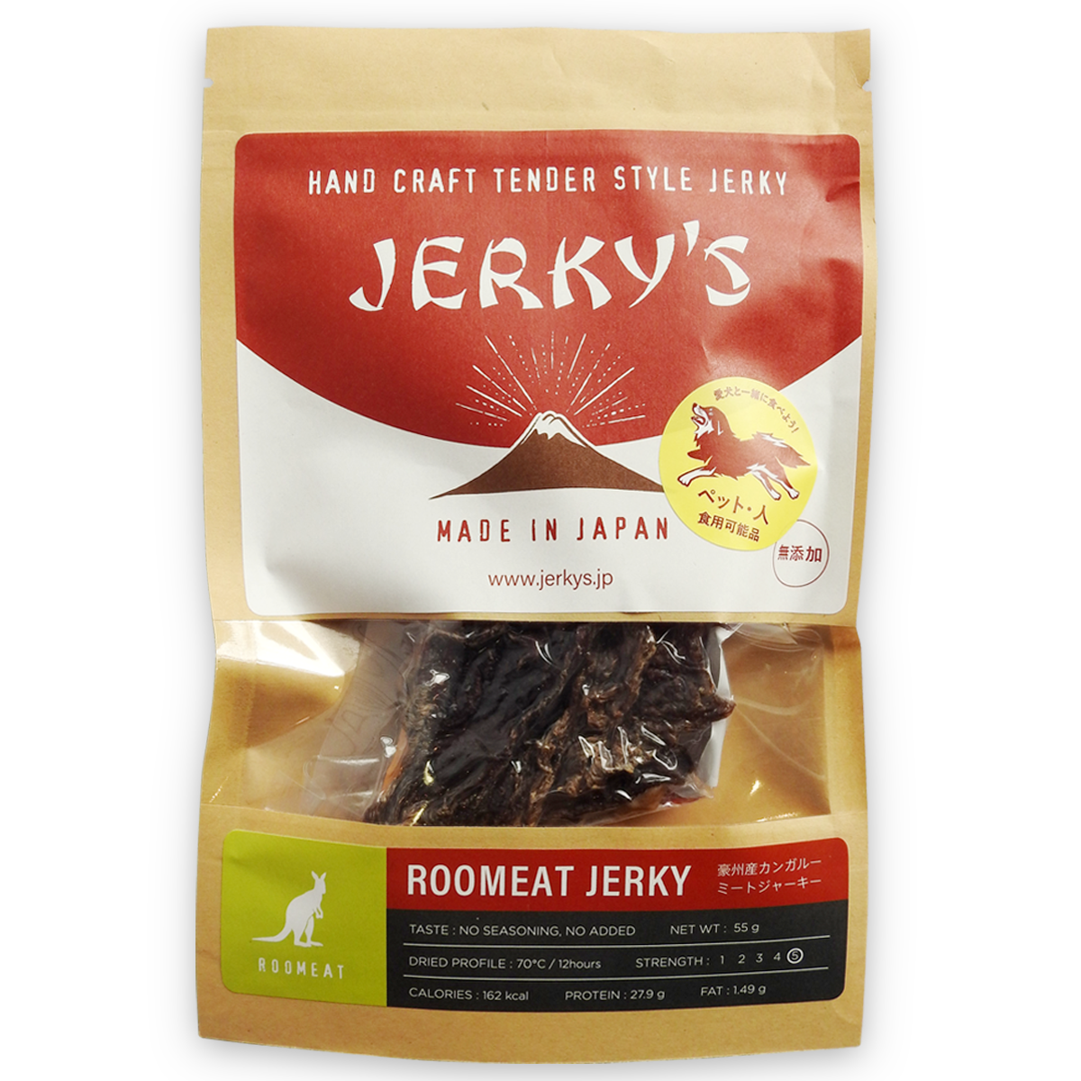 ジャーキーズ 豪州産ルーミート（カンガルー）生ジャーキー 味付け無し（ペットもOK）